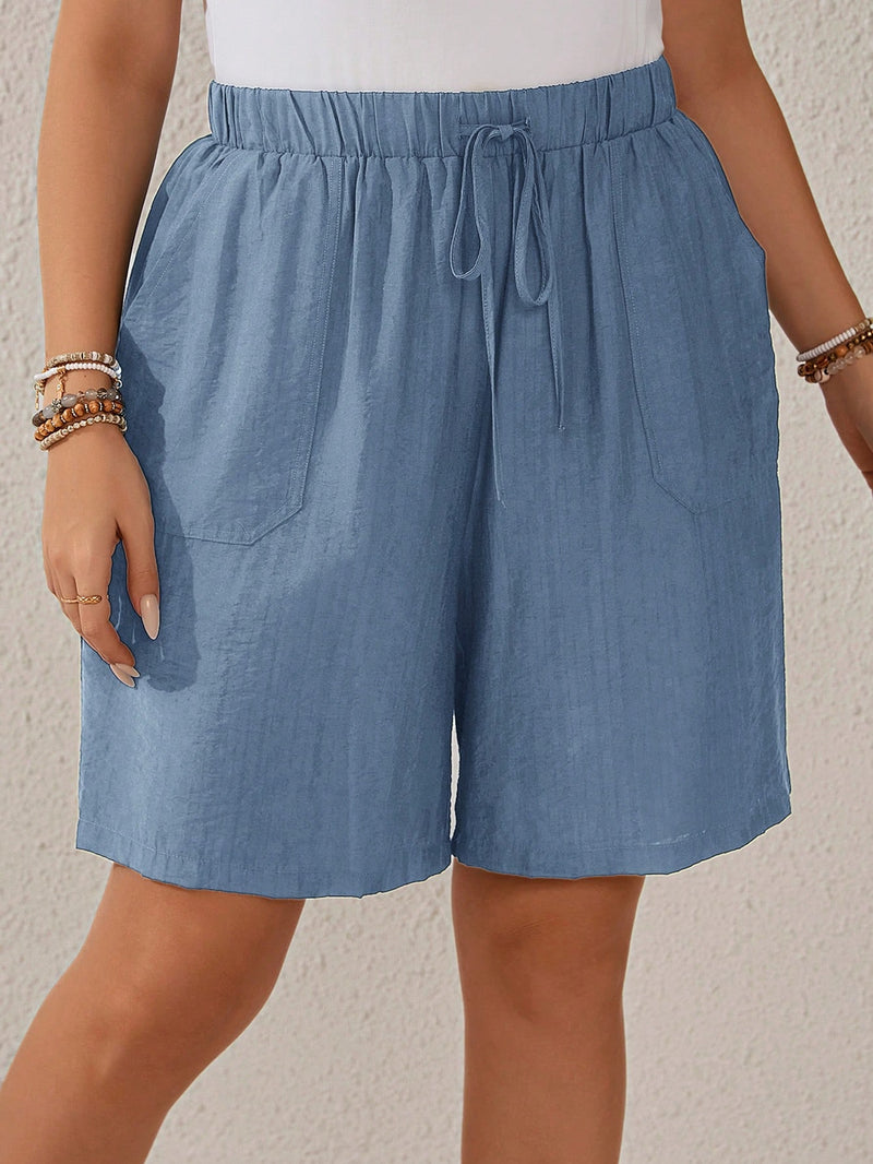 Bermuda Feminina Com Cordão Na Cintura e Bolsos Funcionais - Elise. Plus Size