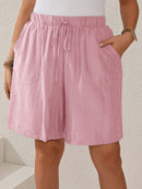 Bermuda Feminina Com Cordão Na Cintura e Bolsos Funcionais - Elise. Plus Size