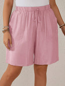 Bermuda Feminina Com Cordão Na Cintura e Bolsos Funcionais - Elise. Plus Size