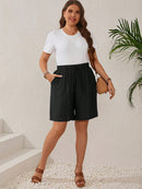 Bermuda Feminina Com Cordão Na Cintura e Bolsos Funcionais - Elise. Plus Size