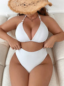 Biquíni Feminino com Textura Canelada e Detalhe com pérolas - Selena. Plus Size