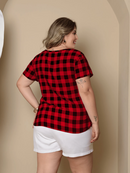 Blusa Feminina Xadrez com Detalhe na Gola - Bianca. Plus Size