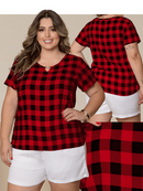 Blusa Feminina Xadrez com Detalhe na Gola - Bianca. Plus Size