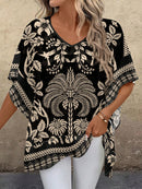 Blusa Feminina Solta com Decote em V - Dália. Plus Size