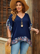 Blusa Feminina Solta com Decote em V - Dália. Plus Size