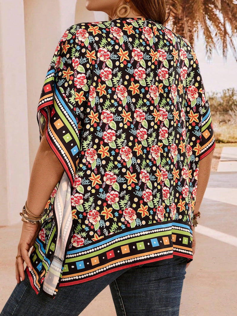 Blusa Feminina Solta com Decote em V - Dália. Plus Size