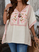 Blusa Feminina Solta com Decote em V - Dália. Plus Size