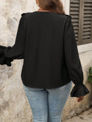 Blusa Feminina com Babado na Barra e Manga Flare - Lorena. Plus Size