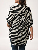 Blusa Feminina com decote em V e meia manga - Zoe. Plus Size