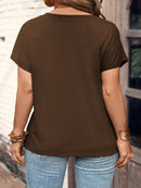 Blusa feminina gola redonda e botões frontais Juliana. Plus Size