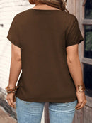 Blusa feminina gola redonda e botões frontais Juliana. Plus Size