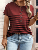 Blusa feminina gola redonda e botões frontais Juliana. Plus Size