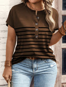 Blusa feminina gola redonda e botões frontais Juliana. Plus Size