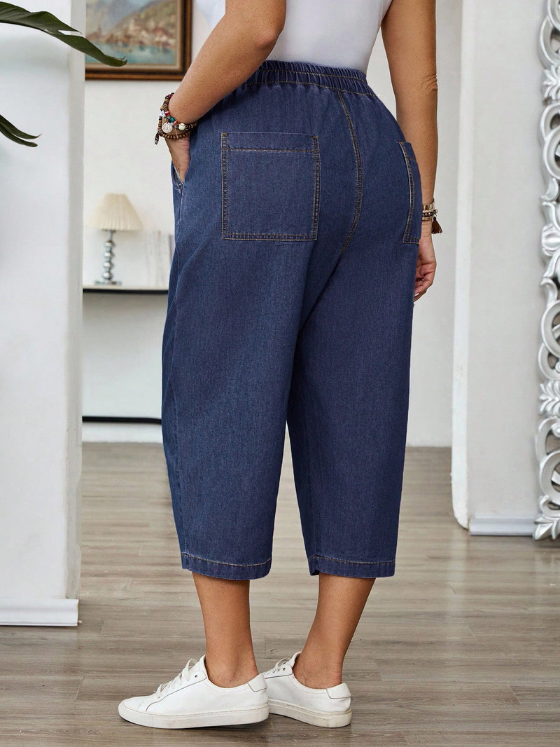 Calça Capri Jeans Feminina Folgada - Elaine. Plu Size