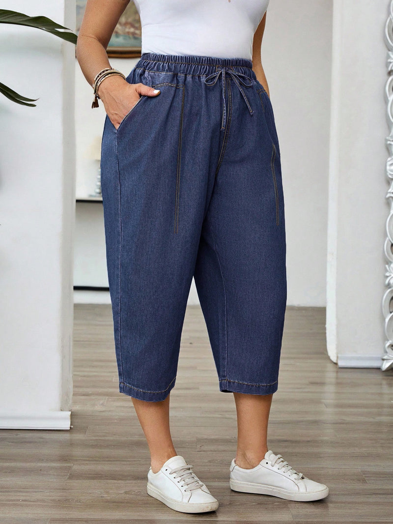 Calça Capri Jeans Feminina Folgada - Elaine. Plu Size