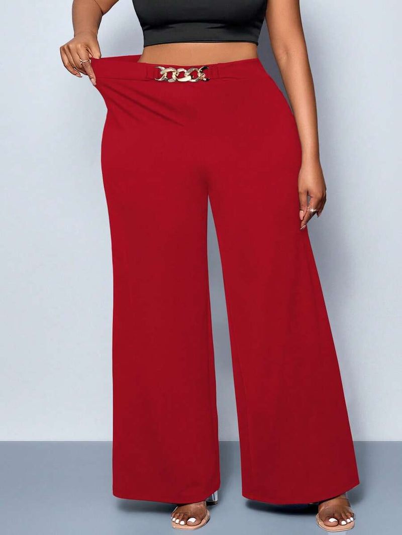 Calça Feminina Pantalona com Detalhes Na cintura - Julia. Plus Size