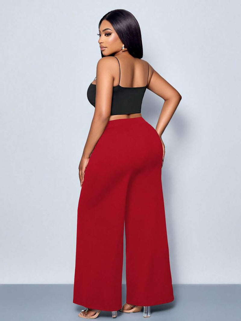 Calça Feminina Pantalona com Detalhes Na cintura - Julia. Plus Size