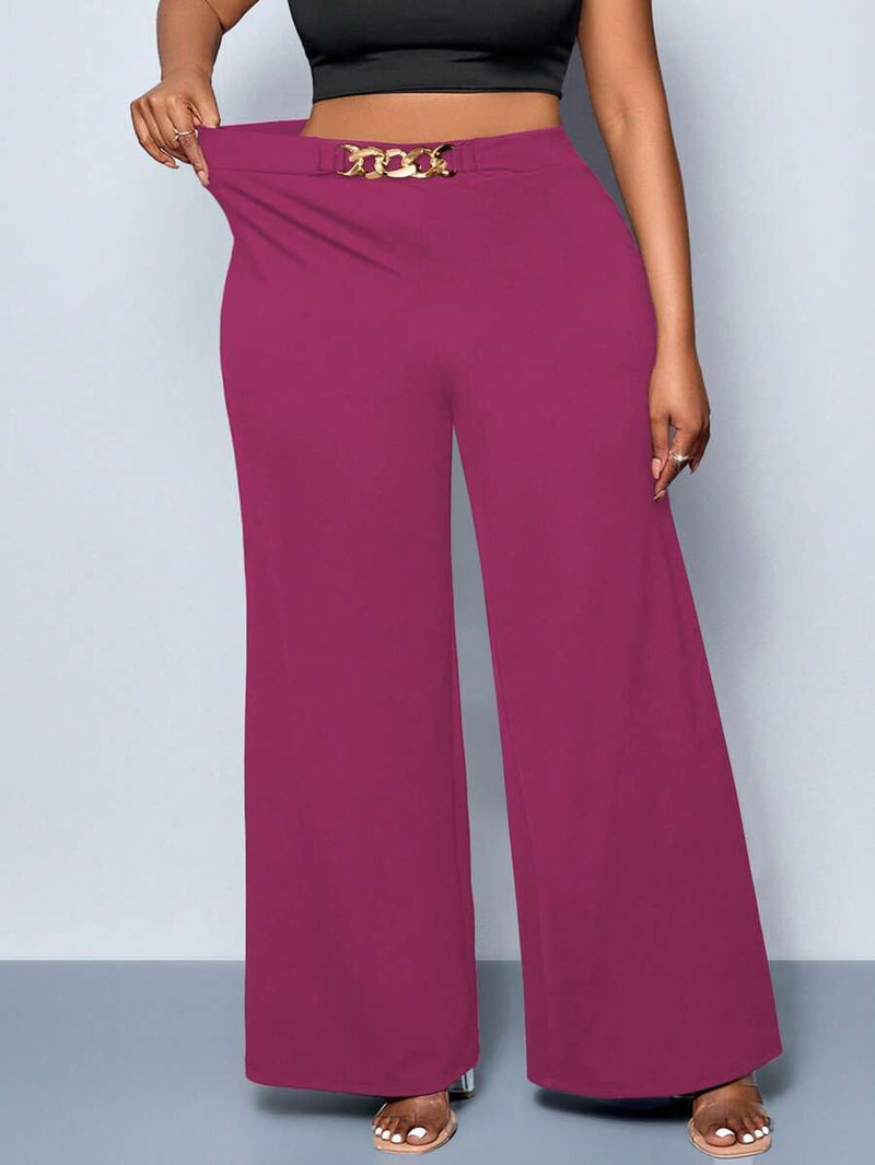 Calça Feminina Pantalona com Detalhes Na cintura - Julia. Plus Size