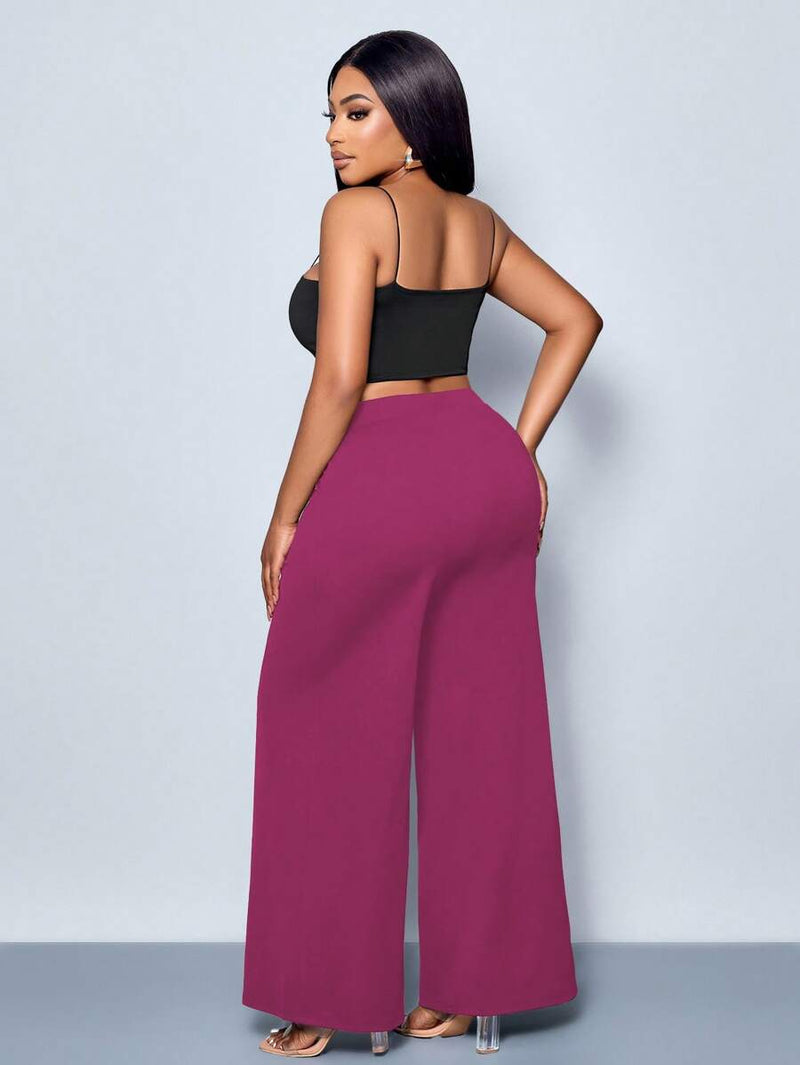 Calça Feminina Pantalona com Detalhes Na cintura - Julia. Plus Size