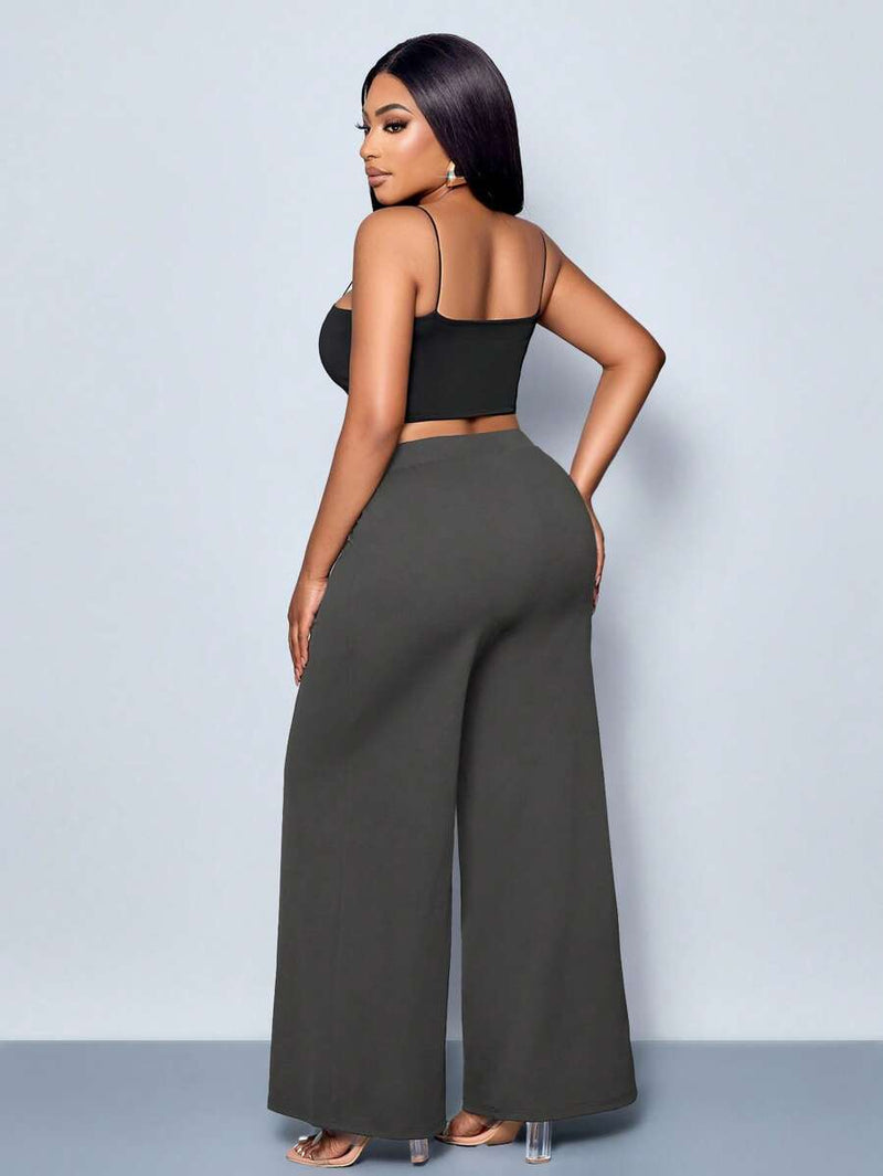 Calça Feminina Pantalona com Detalhes Na cintura - Julia. Plus Size