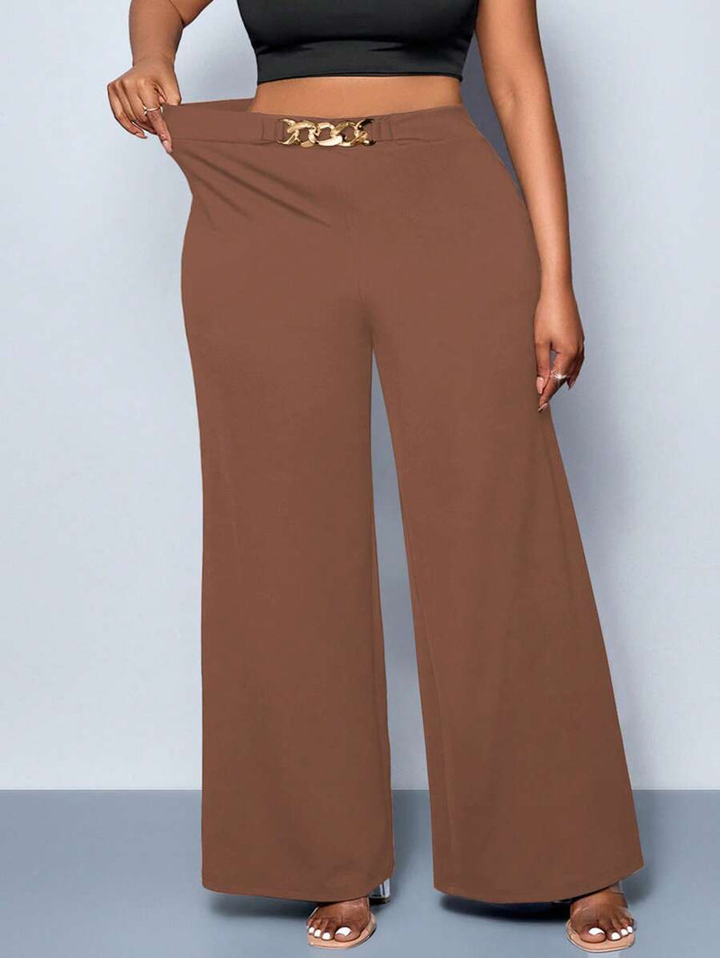 Calça Feminina Pantalona com Detalhes Na cintura - Julia. Plus Size