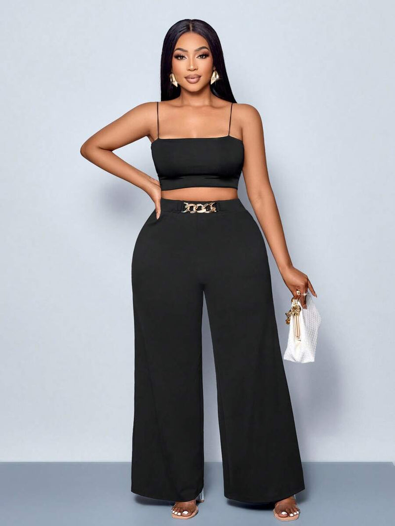 Calça Feminina Pantalona com Detalhes Na cintura - Julia. Plus Size