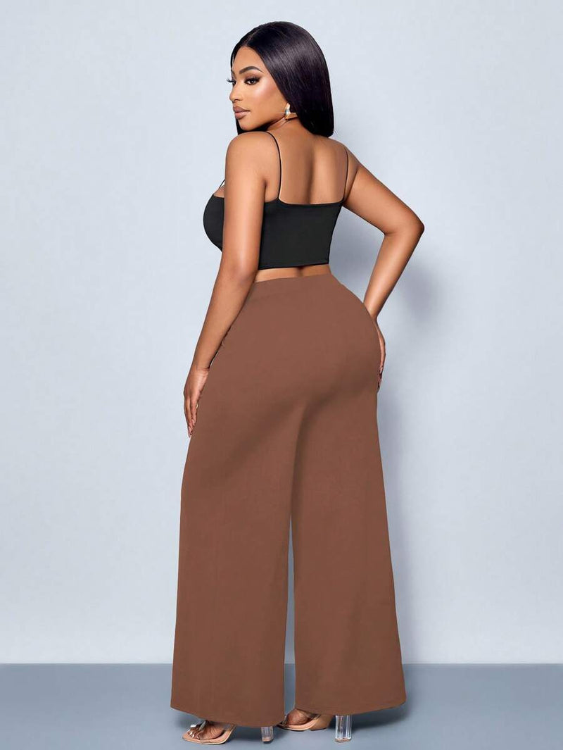 Calça Feminina Pantalona com Detalhes Na cintura - Julia. Plus Size