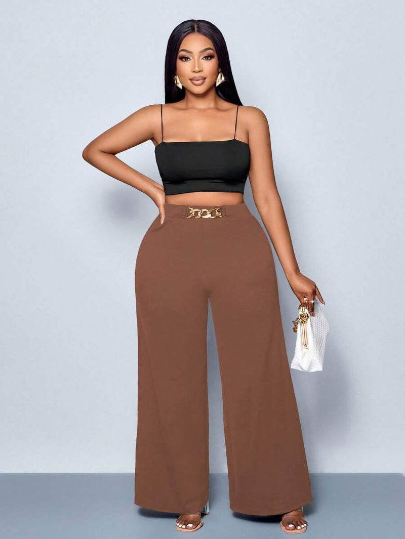 Calça Feminina Pantalona com Detalhes Na cintura - Julia. Plus Size