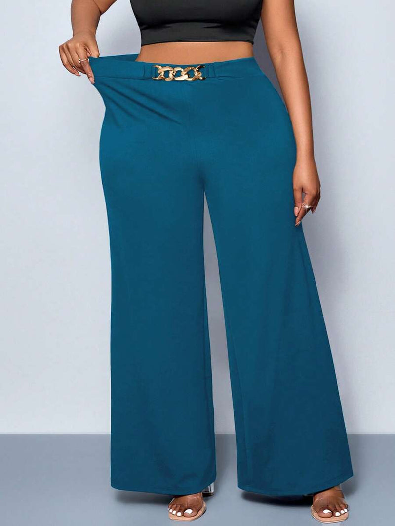 Calça Feminina Pantalona com Detalhes Na cintura - Julia. Plus Size
