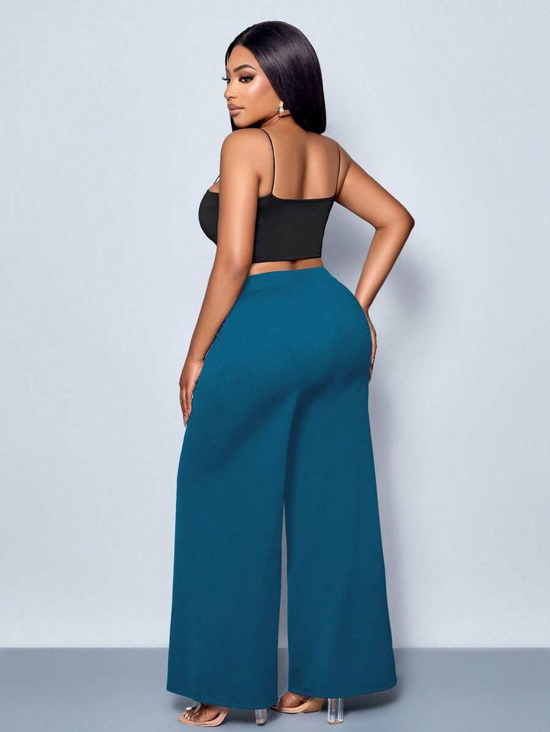 Calça Feminina Pantalona com Detalhes Na cintura - Julia. Plus Size