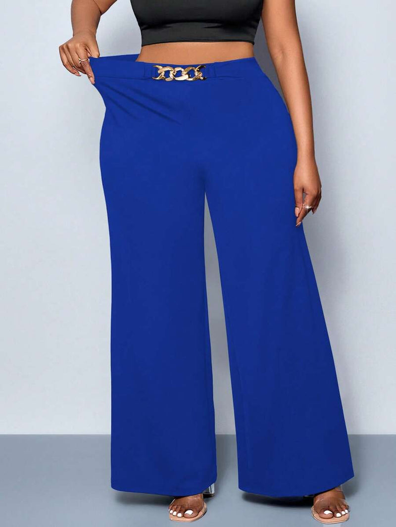 Calça Feminina Pantalona com Detalhes Na cintura - Julia. Plus Size