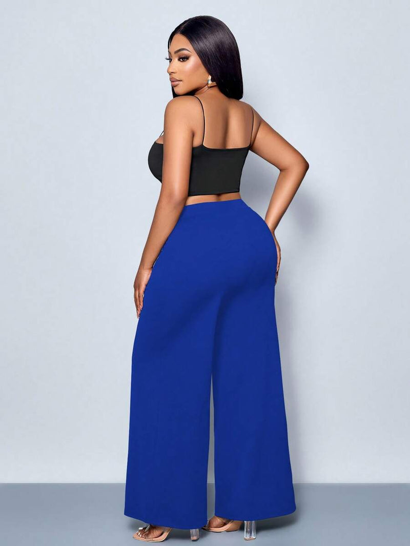 Calça Feminina Pantalona com Detalhes Na cintura - Julia. Plus Size