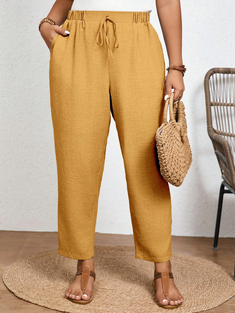 Calça Feminina com  Nó, Bolso Paula. Plus Size