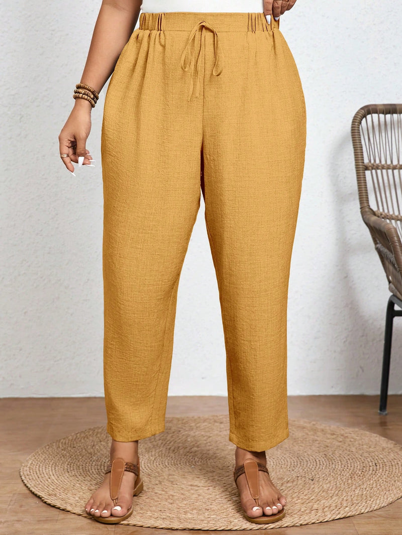 Calça Feminina com  Nó, Bolso Paula. Plus Size