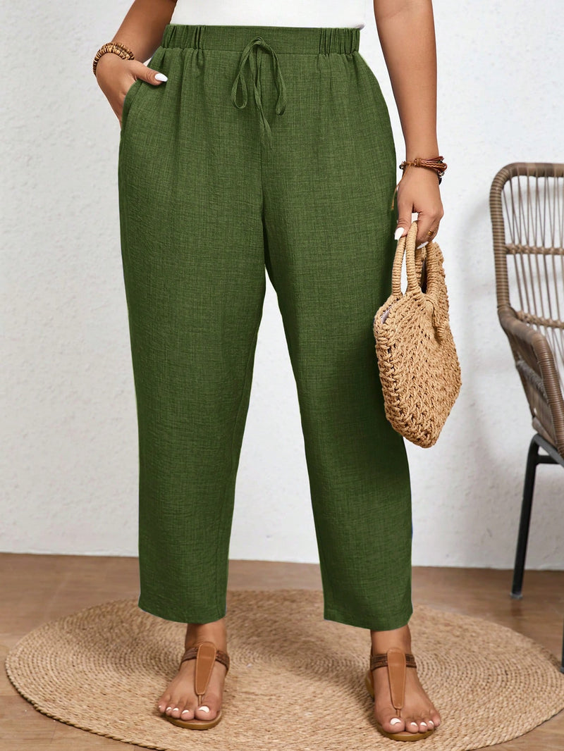 Calça Feminina com  Nó, Bolso Paula. Plus Size