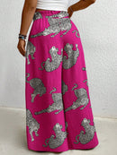 Calça Feminina de Pernas Largas com Cintura Elástica- Noely. Plus Size