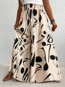 Calça Feminina de Pernas Largas com Cintura Elástica- Noely. Plus Size