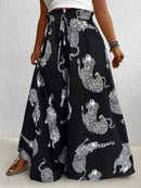 Calça Feminina de Pernas Largas com Cintura Elástica- Noely. Plus Size