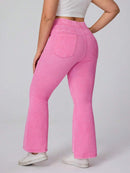 Calça Jeans de perna larga e malha elástica - Jolie. Plus Size