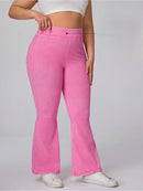 Calça Jeans de perna larga e malha elástica - Jolie. Plus Size