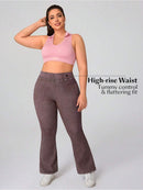 Calça Jeans de perna larga e malha elástica - Jolie. Plus Size