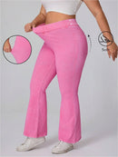 Calça Jeans de perna larga e malha elástica - Jolie. Plus Size