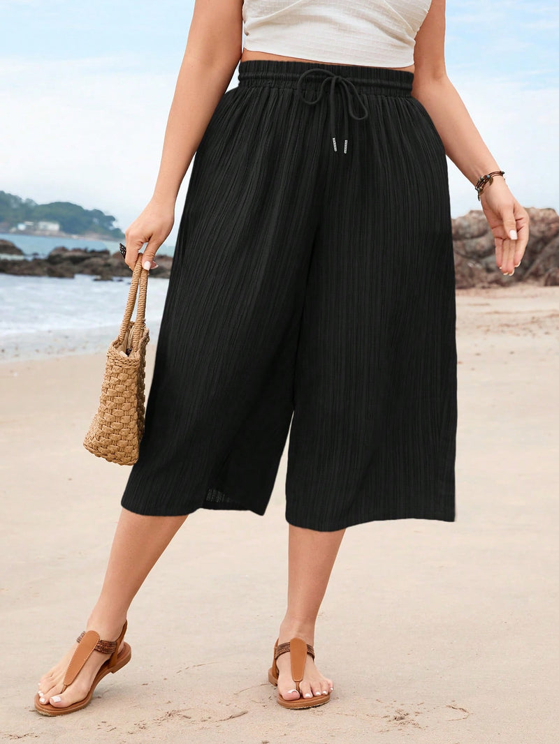 Calça capri Feminina Perna Larga Cristina. Plus Size