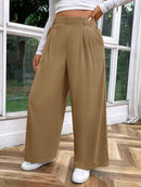 Calça feminina de cintura alta com pregas Iris. Plus Size