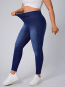 Calça jeans Feminina de Malha Cintura em V - Belle. Plus Size