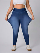 Calça jeans Feminina de Malha Cintura em V - Belle. Plus Size