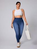 Calça jeans Feminina de Malha Cintura em V - Belle. Plus Size