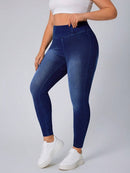 Calça jeans Feminina de Malha Cintura em V - Belle. Plus Size