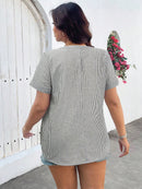 Camisa Feminina Bolso na Frente, Botões, Estilo Boho - Plus Size