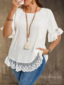 Camisa Feminina Manga com Babado - Brenda. Plus Size